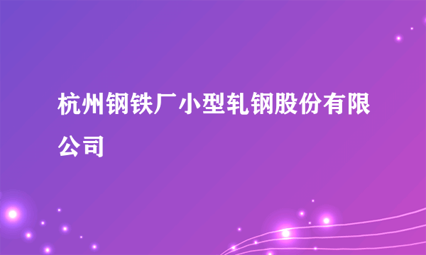 杭州钢铁厂小型轧钢股份有限公司