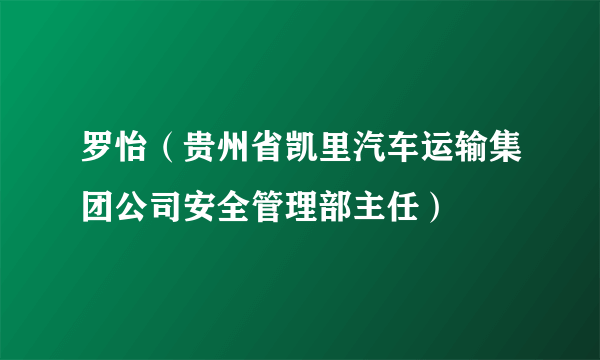 罗怡（贵州省凯里汽车运输集团公司安全管理部主任）