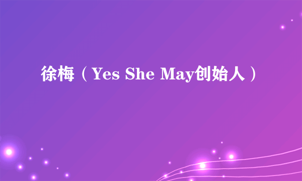 徐梅（Yes She May创始人）