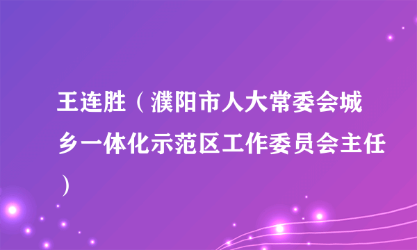 王连胜（濮阳市人大常委会城乡一体化示范区工作委员会主任）