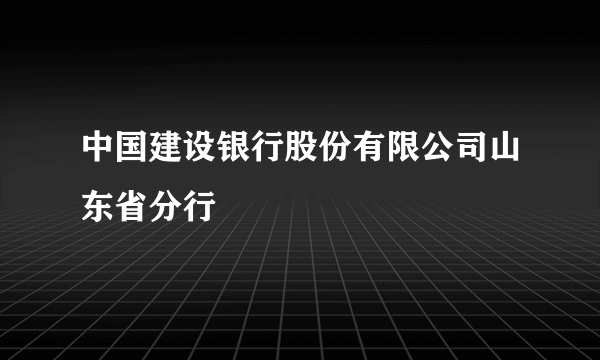 中国建设银行股份有限公司山东省分行