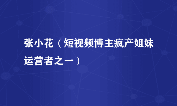 张小花（短视频博主疯产姐妹运营者之一）