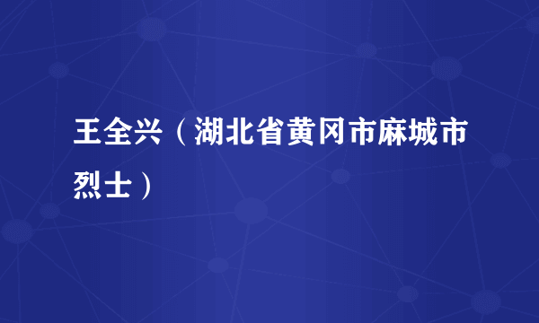 王全兴（湖北省黄冈市麻城市烈士）