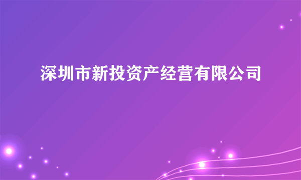 深圳市新投资产经营有限公司