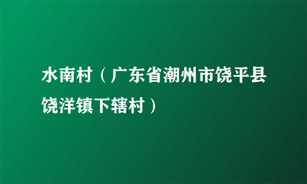 水南村（广东省潮州市饶平县饶洋镇下辖村）