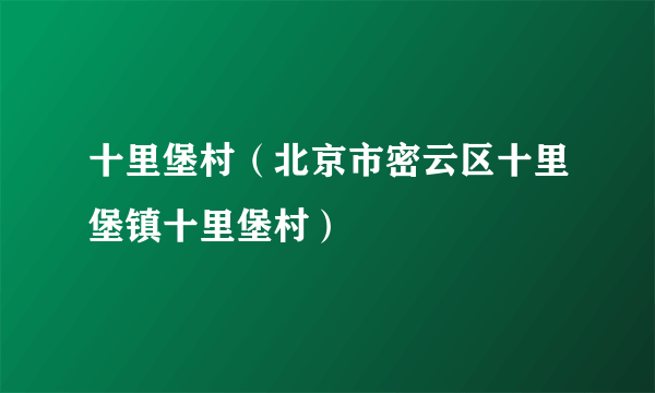 十里堡村（北京市密云区十里堡镇十里堡村）