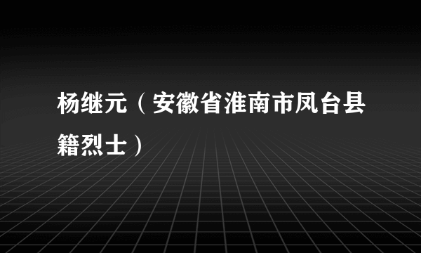 杨继元（安徽省淮南市凤台县籍烈士）