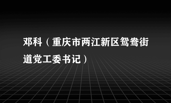 邓科（重庆市两江新区鸳鸯街道党工委书记）