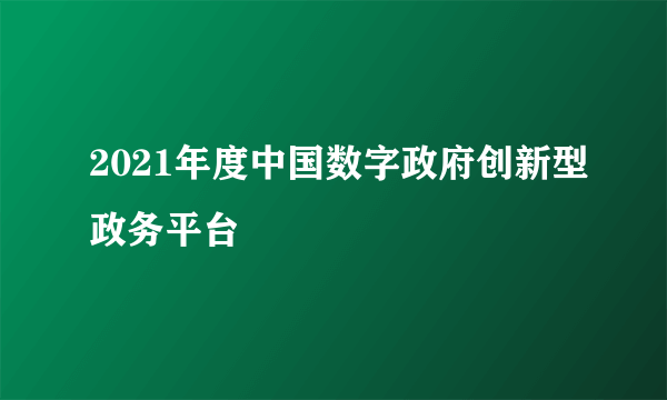 2021年度中国数字政府创新型政务平台