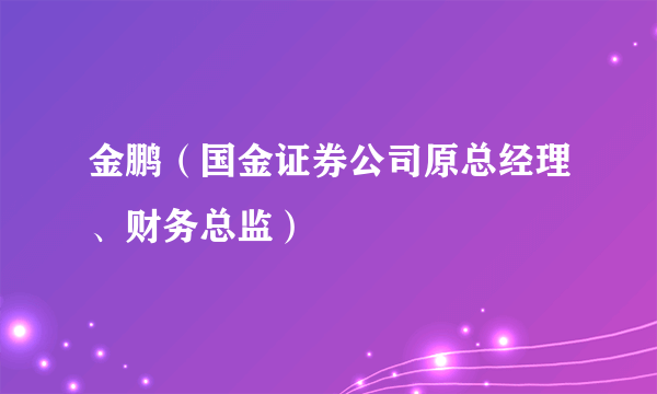 金鹏（国金证券公司原总经理、财务总监）