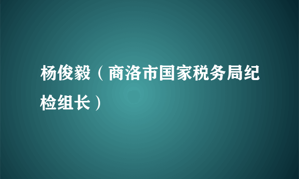 杨俊毅（商洛市国家税务局纪检组长）