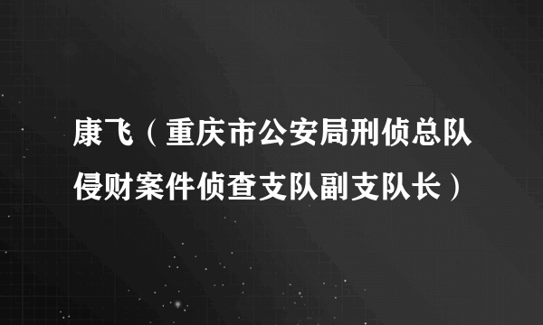 康飞（重庆市公安局刑侦总队侵财案件侦查支队副支队长）