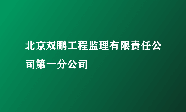 北京双鹏工程监理有限责任公司第一分公司