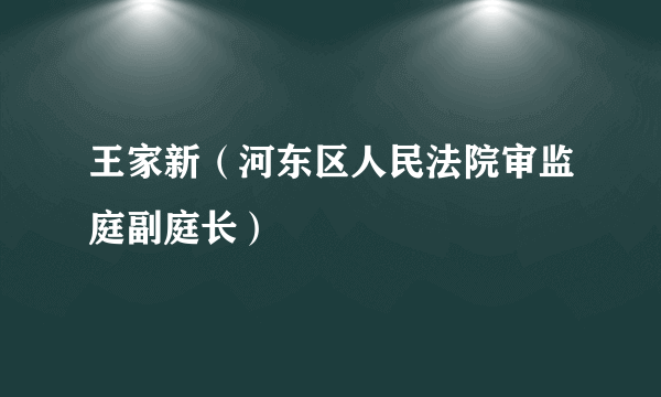 王家新（河东区人民法院审监庭副庭长）