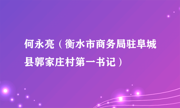 何永亮（衡水市商务局驻阜城县郭家庄村第一书记）