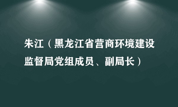 朱江（黑龙江省营商环境建设监督局党组成员、副局长）