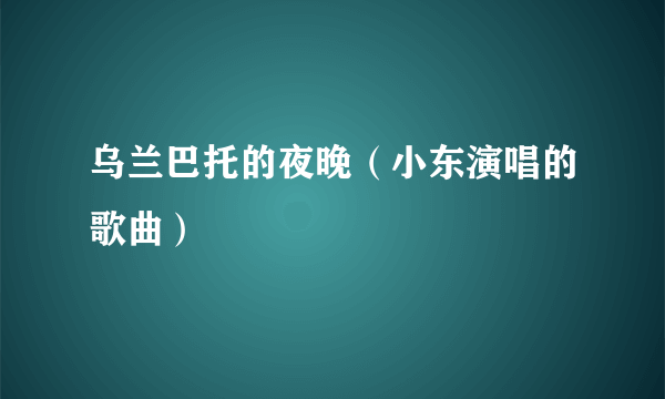 乌兰巴托的夜晚（小东演唱的歌曲）