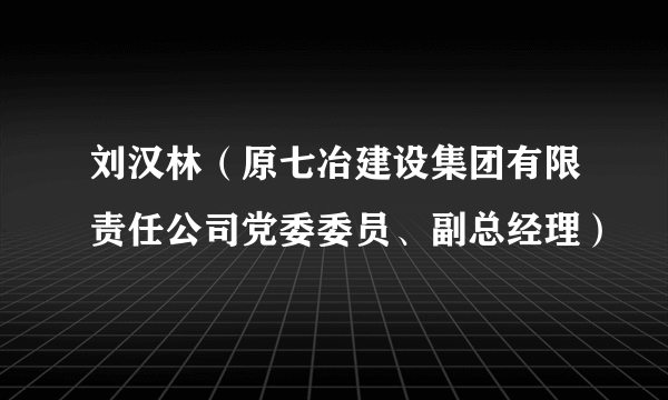 刘汉林（原七冶建设集团有限责任公司党委委员、副总经理）