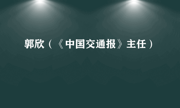 郭欣（《中国交通报》主任）