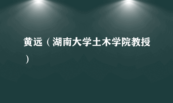 黄远（湖南大学土木学院教授）