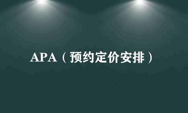 APA（预约定价安排）