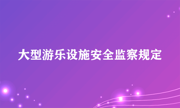 大型游乐设施安全监察规定