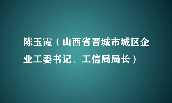 陈玉霞（山西省晋城市城区企业工委书记、工信局局长）