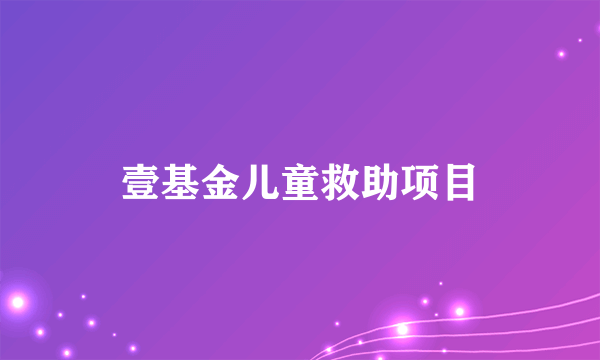 壹基金儿童救助项目