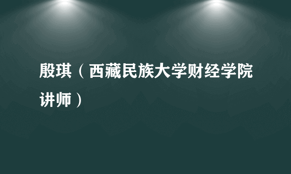 殷琪（西藏民族大学财经学院讲师）