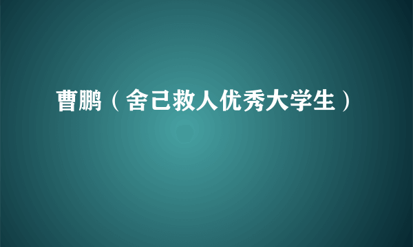 曹鹏（舍己救人优秀大学生）