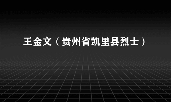 王金文（贵州省凯里县烈士）