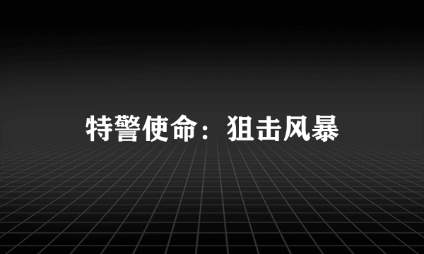 特警使命：狙击风暴