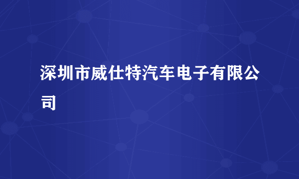 深圳市威仕特汽车电子有限公司