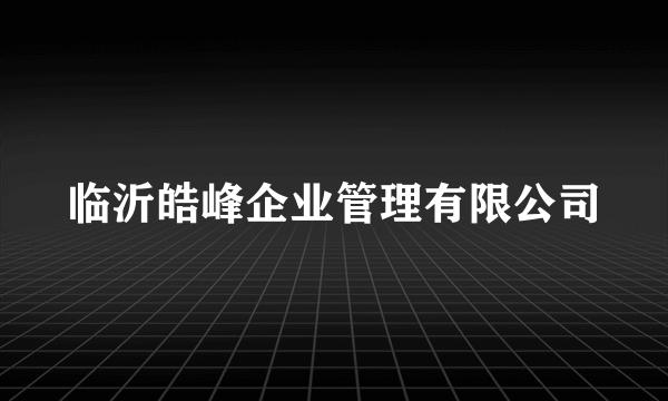 临沂皓峰企业管理有限公司