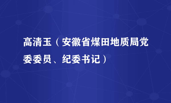 高清玉（安徽省煤田地质局党委委员、纪委书记）