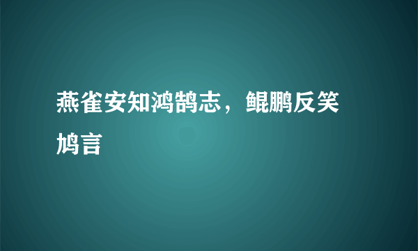 燕雀安知鸿鹄志，鲲鹏反笑鸴鸠言