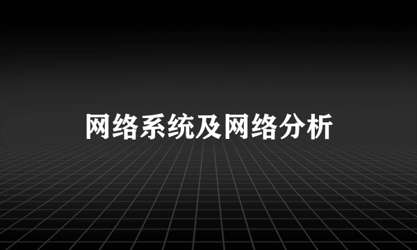 网络系统及网络分析