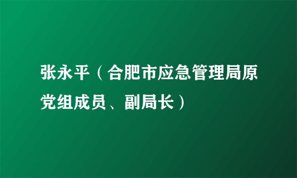 张永平（合肥市应急管理局原党组成员、副局长）