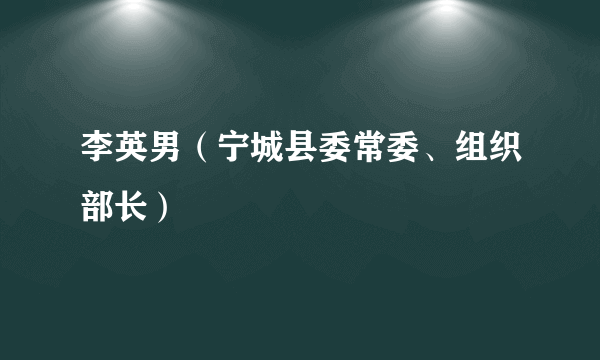 李英男（宁城县委常委、组织部长）