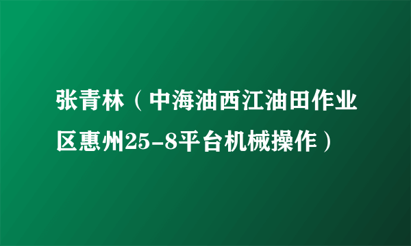 张青林（中海油西江油田作业区惠州25-8平台机械操作）