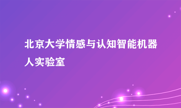 北京大学情感与认知智能机器人实验室