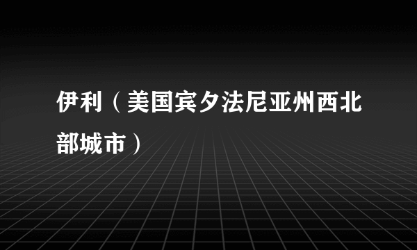 伊利（美国宾夕法尼亚州西北部城市）