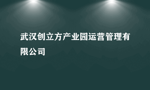 武汉创立方产业园运营管理有限公司