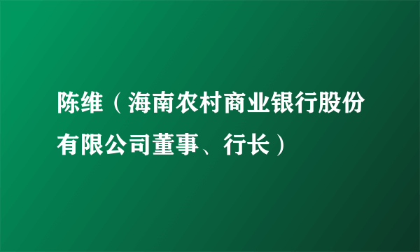 陈维（海南农村商业银行股份有限公司董事、行长）