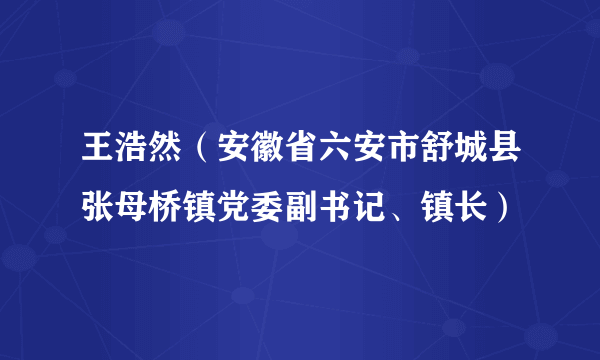 王浩然（安徽省六安市舒城县张母桥镇党委副书记、镇长）