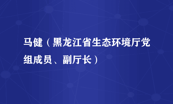 马健（黑龙江省生态环境厅党组成员、副厅长）