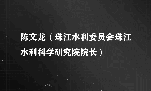 陈文龙（珠江水利委员会珠江水利科学研究院院长）