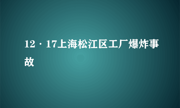 12·17上海松江区工厂爆炸事故