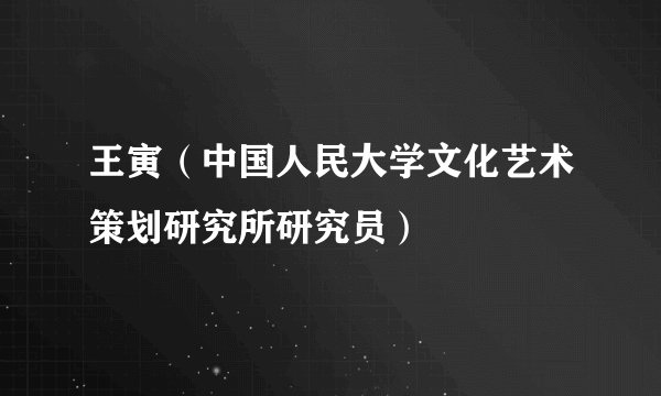 王寅（中国人民大学文化艺术策划研究所研究员）