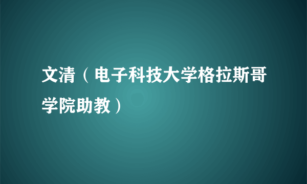 文清（电子科技大学格拉斯哥学院助教）